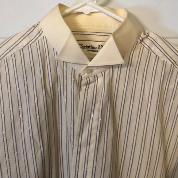 Christian Dior Ivory/Silver Striped Dress Shirt - Picture 2 of 7